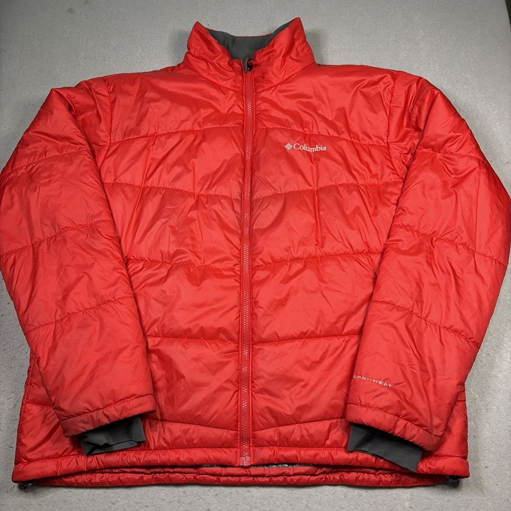 Columbia Omni Heat Jacket Mens XL Red Interchange zip Insulated Outdoor Hiking